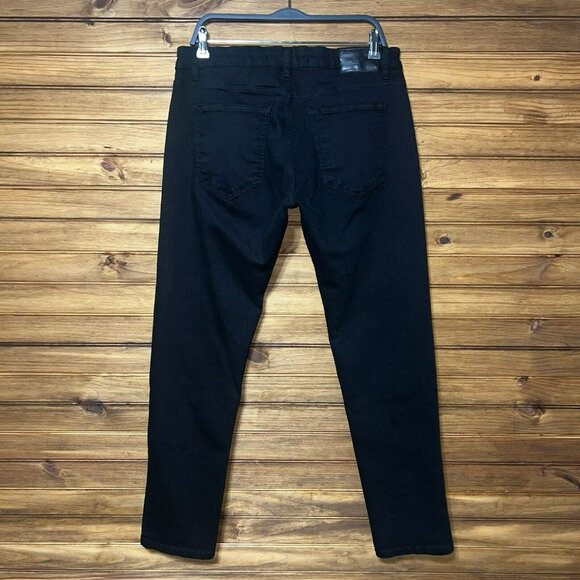 Zara Man Moto Jeans Mens Size 32x32 Black Distressed Tapered Leg Stretch - Picture 2 of 9